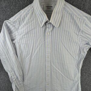 Thom Browne Button Up Shirt Long Sleeve Men Cotton Blue Striped Woven Designer